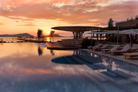 Sunset at W Costa Navarino WET Deck