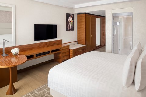 Modern king bedroom with walk in-shower