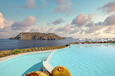 Lipari view by the pool