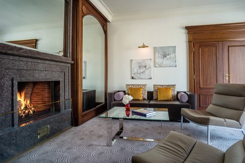 Diplomats Suite Living Area with Fireplace