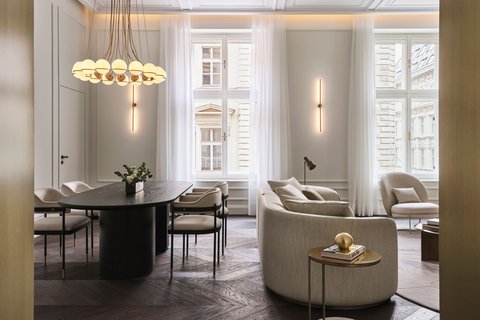 Living room with dining table