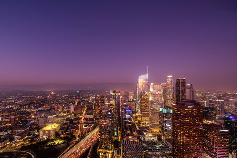 Vue aérienne du panorama urbain de Los Angeles