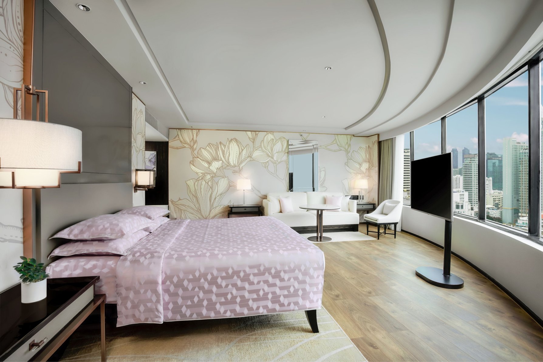 JW Marriott Hotel Bangkok Room Type - Executive lounge access, 1 Bedroom Larger Suite, 1 King, City view, Corner room JW Marriott Hotel Bangkok Room Type - Executive lounge access, 1 Bedroom Larger Suite, 1 King, City view, Corner room