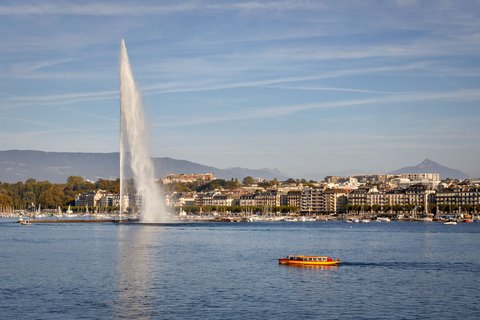 Blick auf den Genfer See und den Jet d'Eau