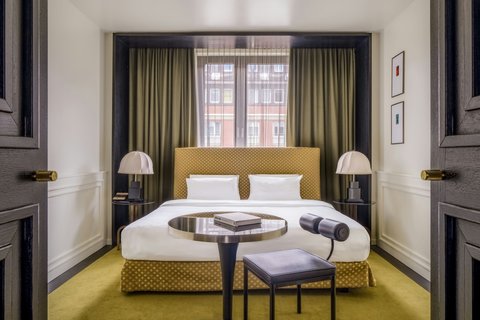 bedroom and seating area
