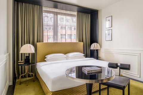 bedroom and seating area