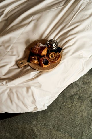 Pastries on the bed