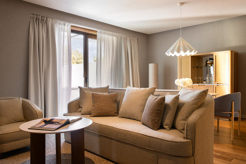 METT Barcelona Hotel Signature Suite Plunge Pool Wide Shot Living Area