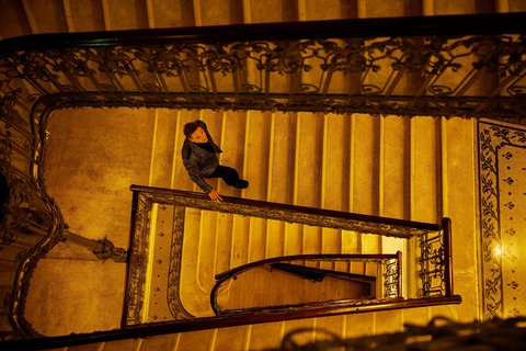 Elegance in motion on stairs